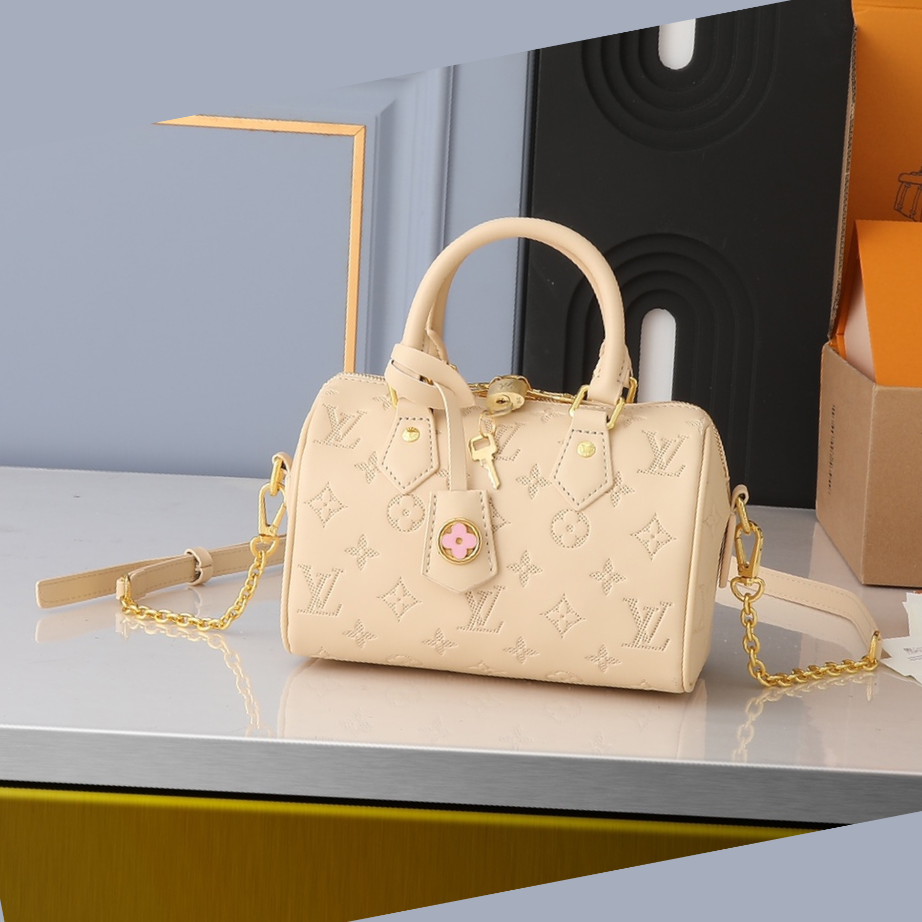 Nano Speedy Monogram Empreinte Leather-Beige - Bag - Gorchic - $123.99