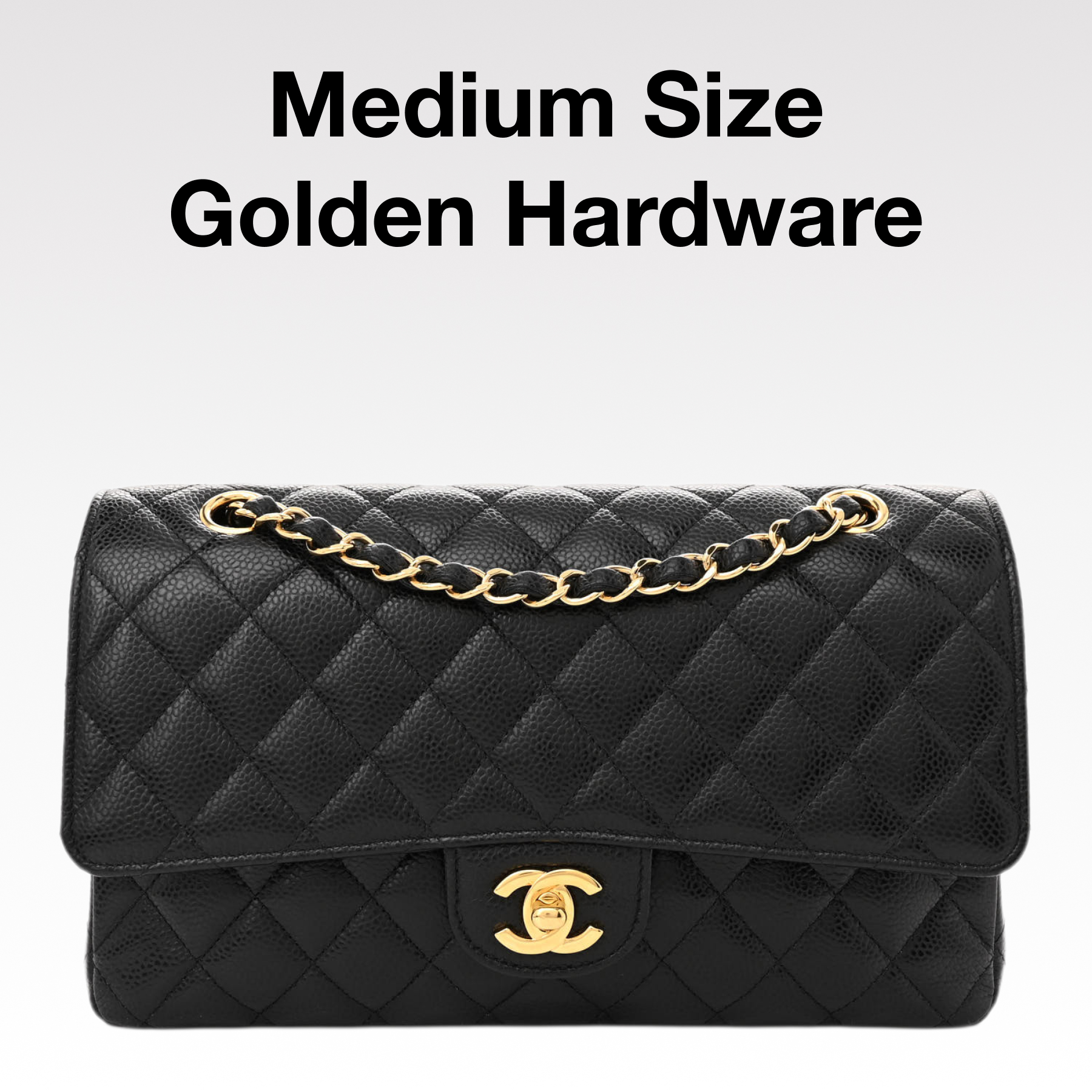CC Inspired Classic Flag Bag Medium Classic Double Flap Bag Black Caviar Gold Hardware - Bag - Gorchic - $125.99