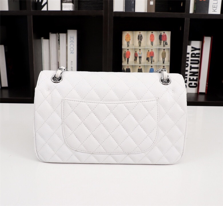 CC Inspired Classic Double Flap Bag White Caviar Sier Hardware - Bag - Gorchic - $122.99