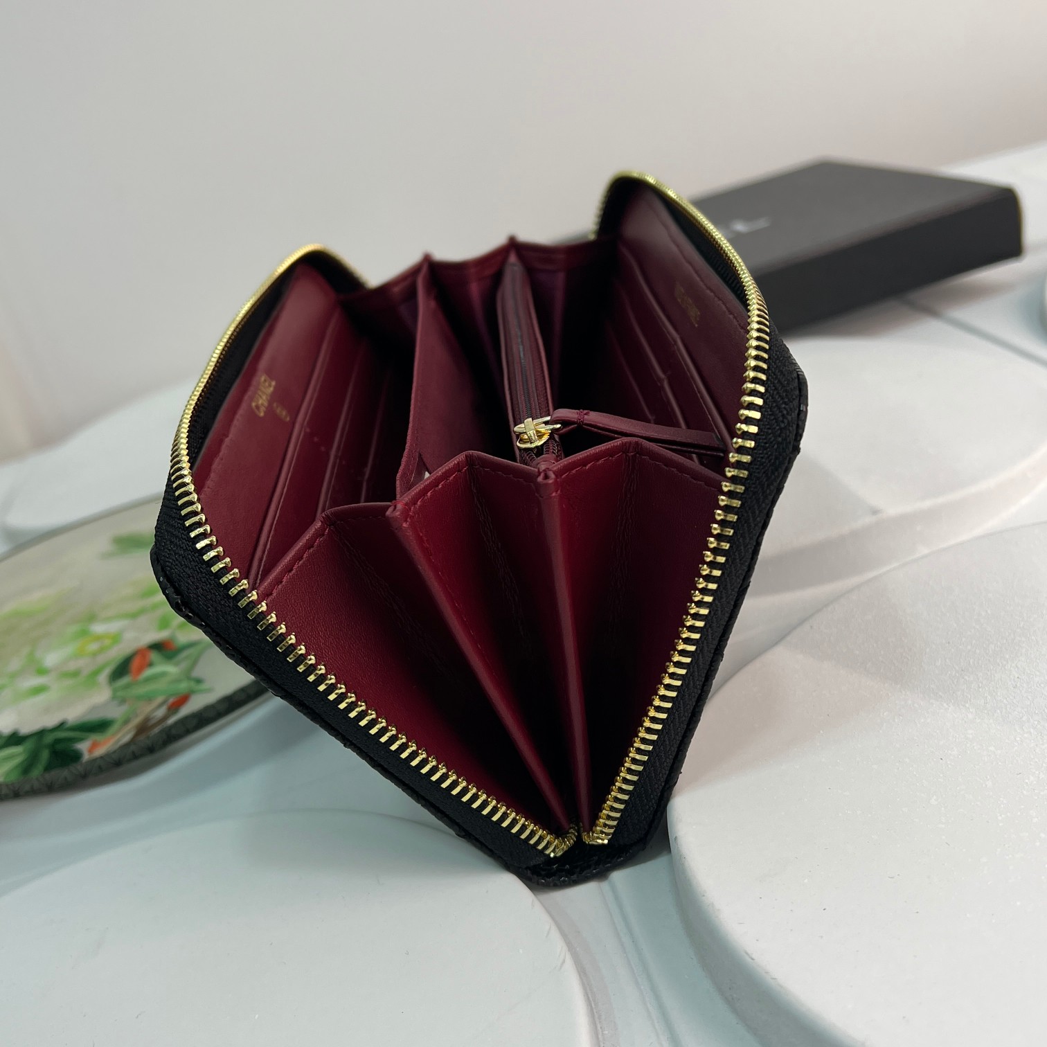 CC Inspired Boy Zip Around Wallet Quilted Caviar Long-Fish Seed Gold Wallet - Gorchic - $52.99