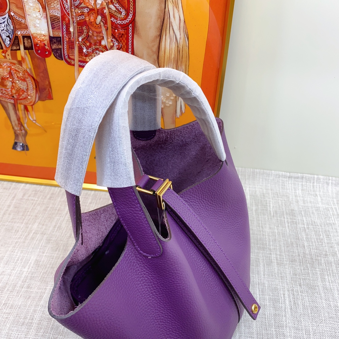 H-Inspired Clemence Picotin Lock Bag Golden Hardware-Purple Bag - Gorchic - $151.99