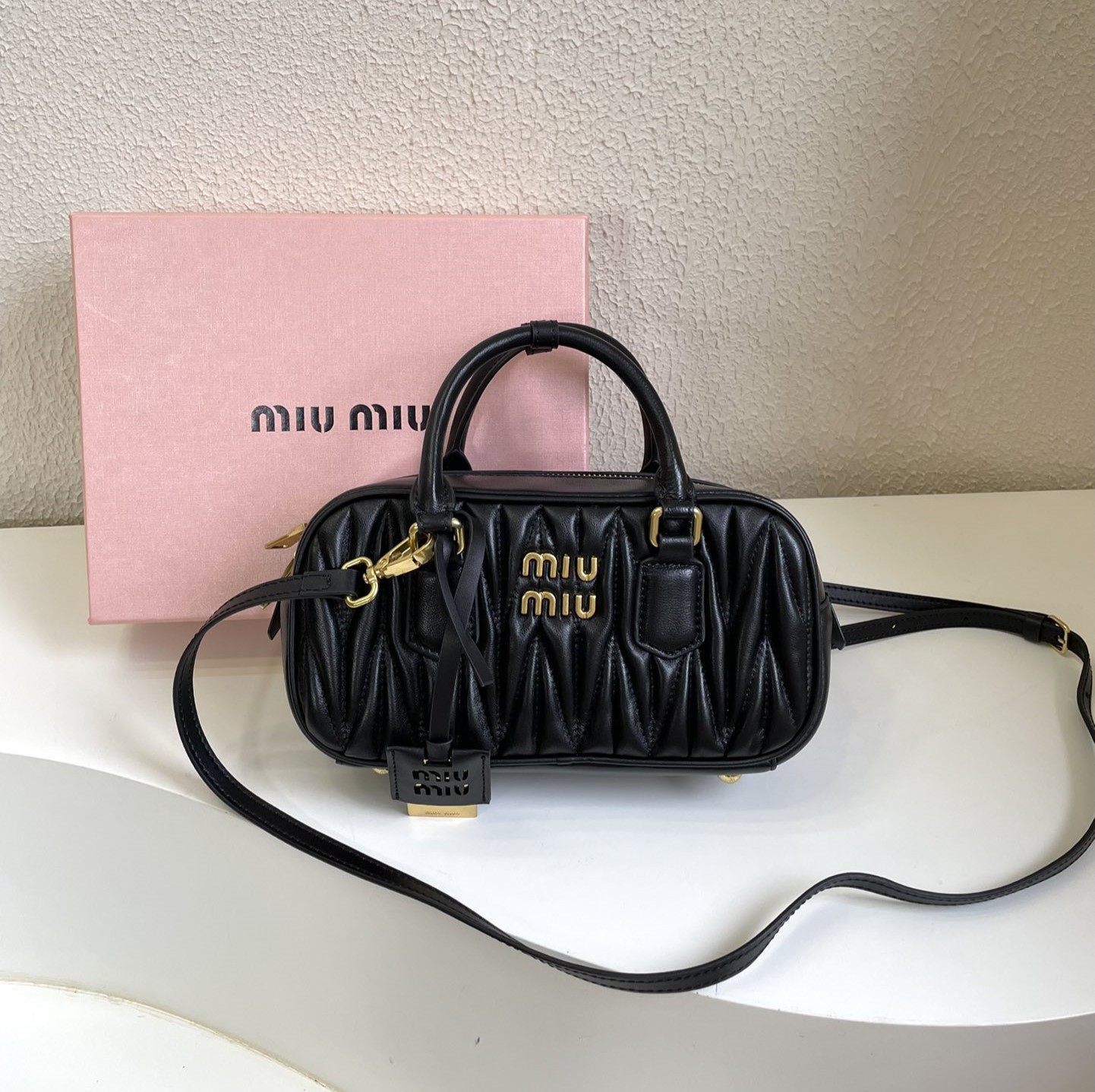 MU Arcadie matelassé nappa leather bag Black S-wide Size - Bag - Gorchic - $131.99