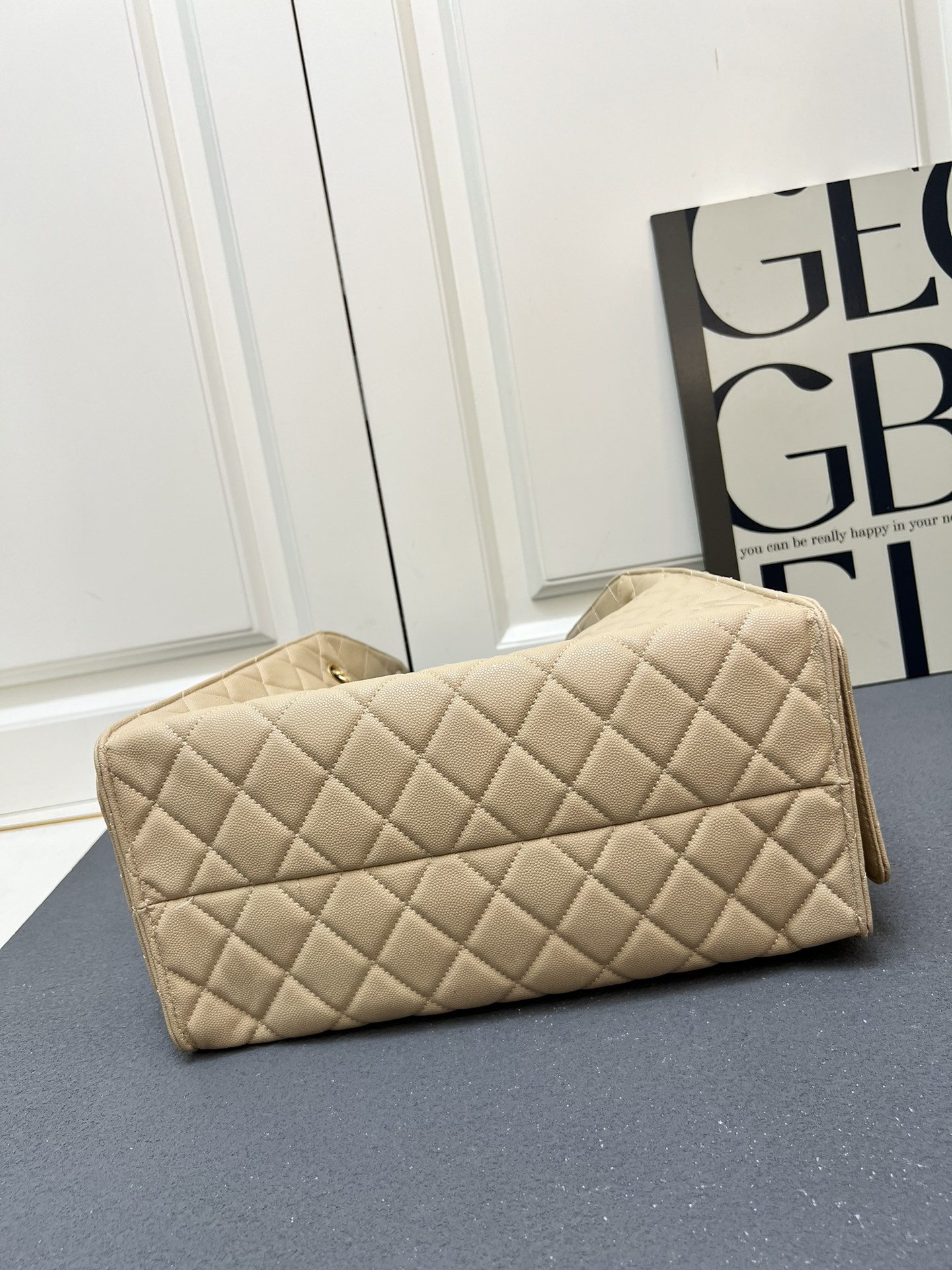 CC Inspired 25 Small Handbag Grained Calfskin & Gold-Tone Metal  Beige -Bag - Gorchic - $152.99