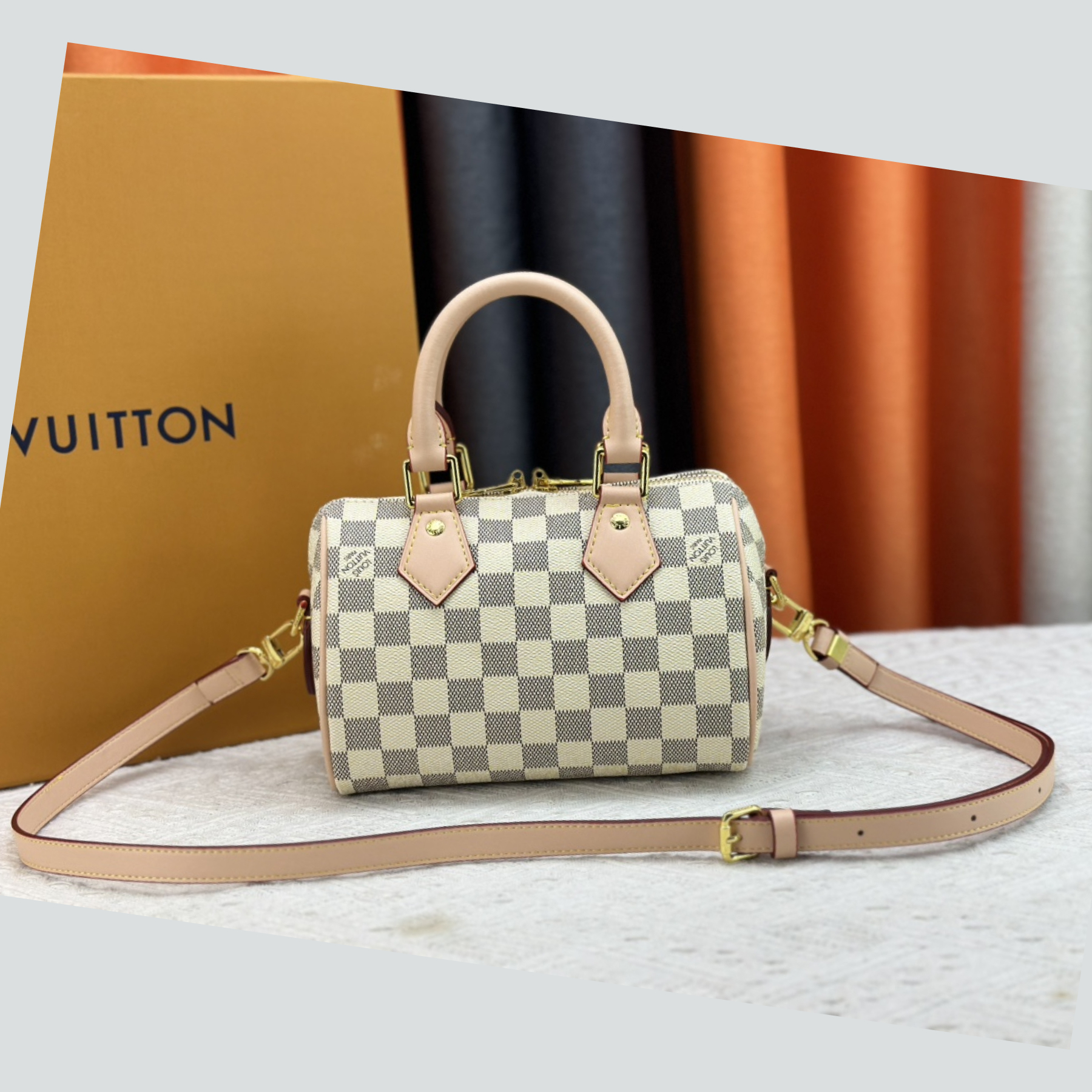 Designer Monogram Speedy Bandoulière 20 Damier Azur Canvas Women Handbag - Bag - Gorchic - $117.99