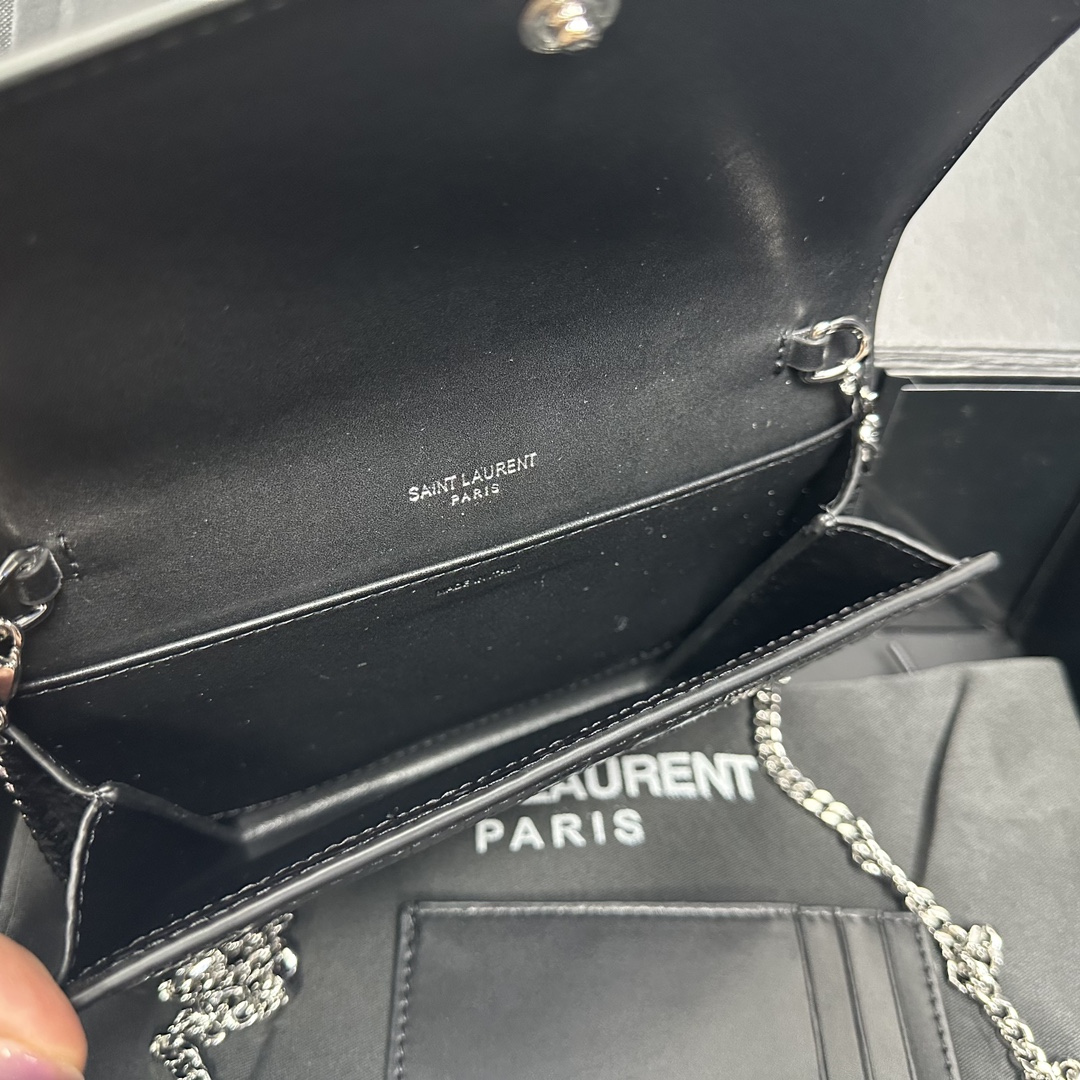 Lady Designer  Grain De Poudre Monogram Uptown Chain Wallet Black-Sier hardware - Bag - Gorchic - $122.99