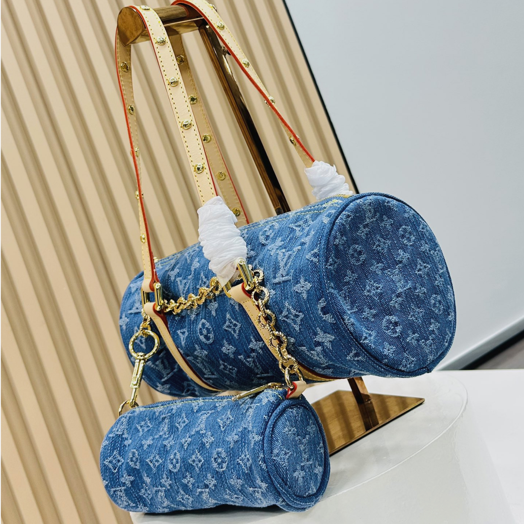 Designer Monogram Papillon Casual Style Unisex Denim Shoulder Bag - Gorchic - $134.99