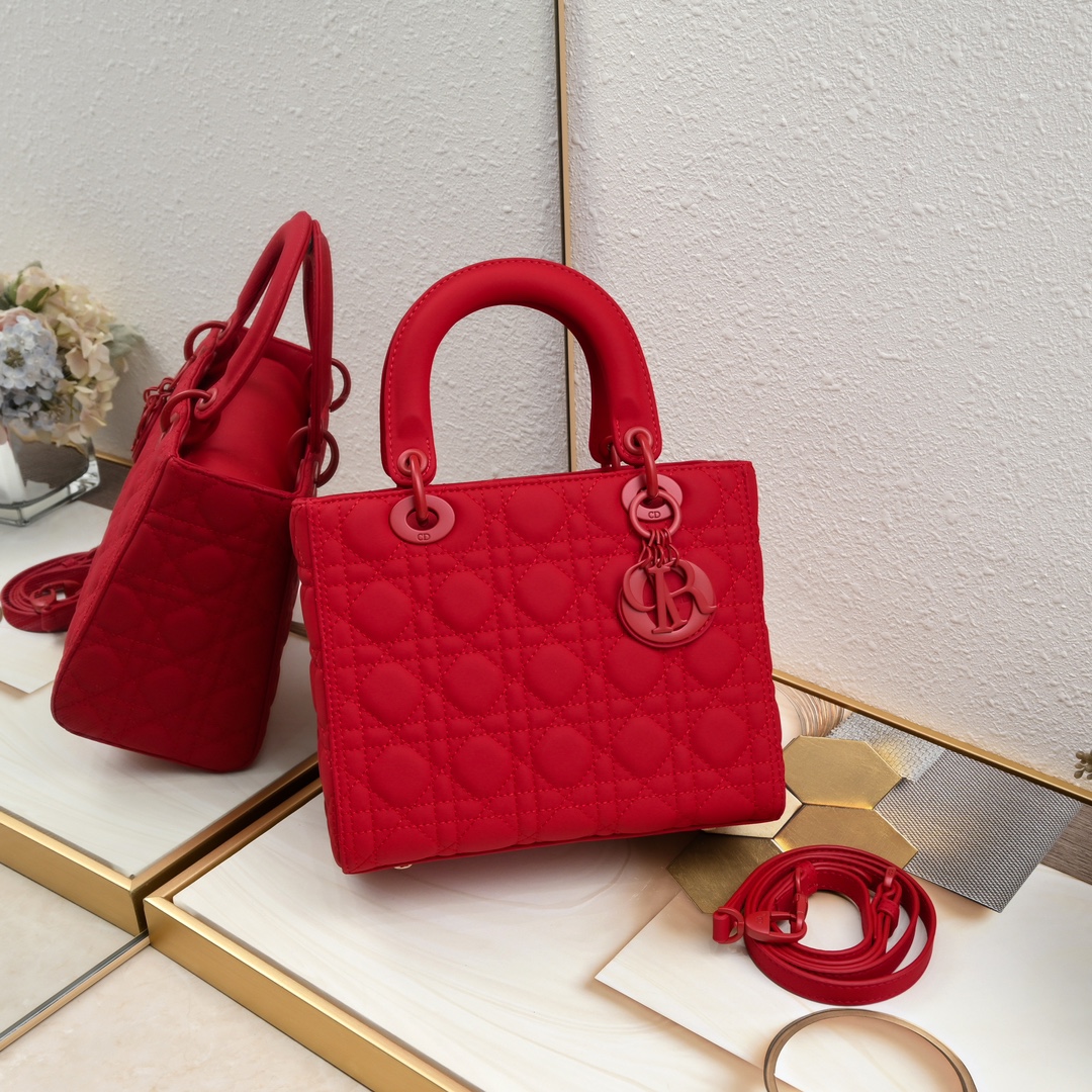 D Inspired Medium Lady D Inspired Bag Red Ultramatte Calfskin - Bag - Gorchic - $146.99