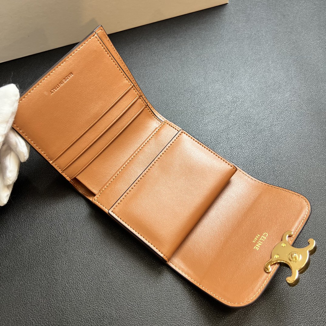 CL Arcadia Tri-Fold Black Leather Wallet- White Old Fashioned Wallet - Gorchic - $55.99