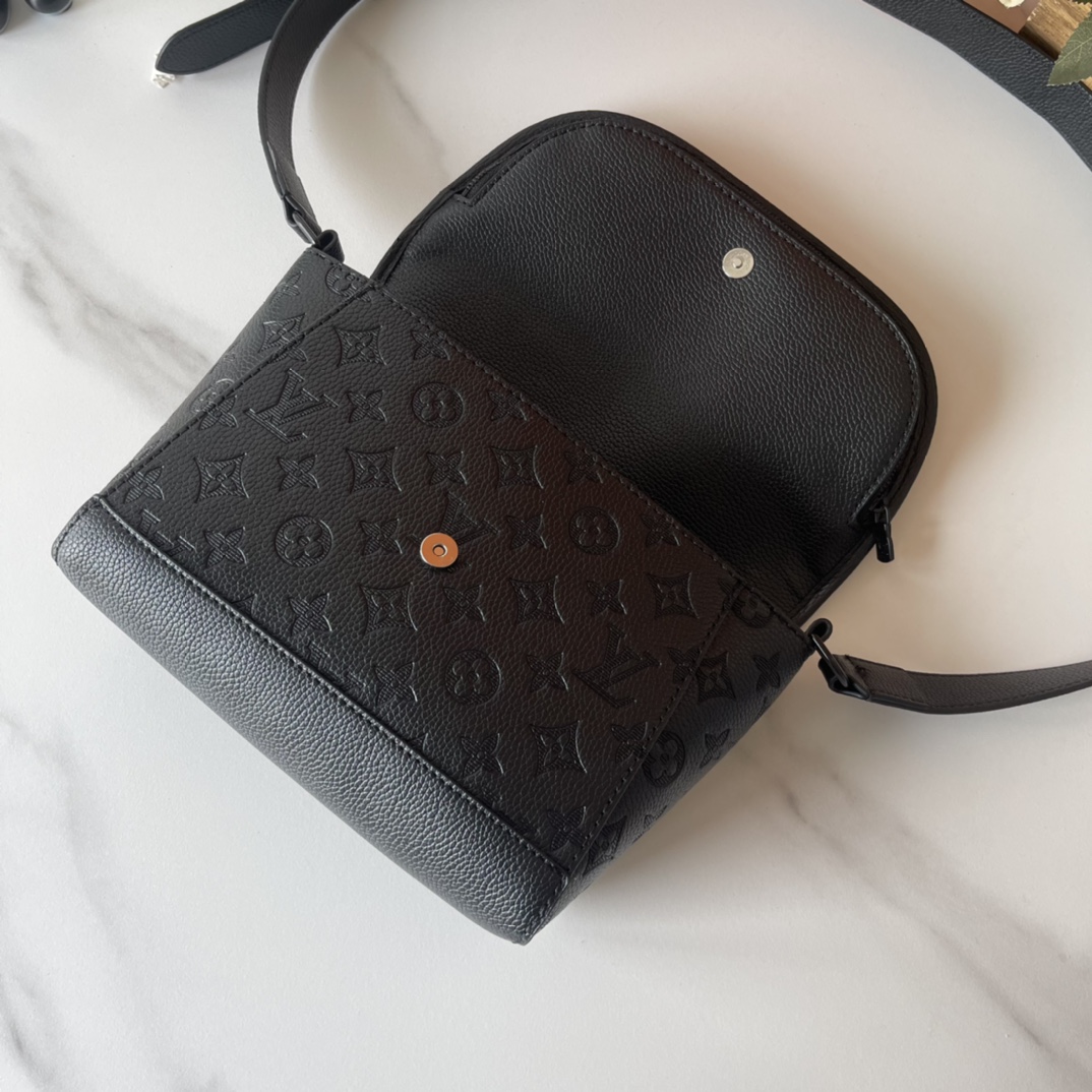 Designer Monogram Pulse Black Embossed Messenger Bag - Gorchic - $135.99