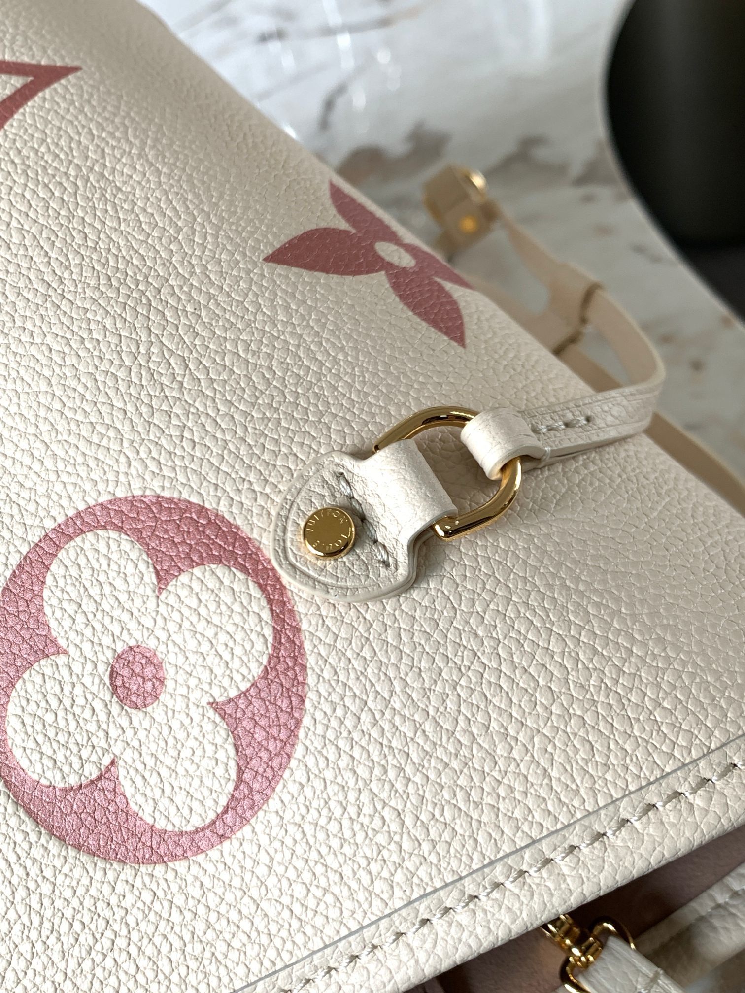 Designer Monogram Neverfull Pink and White Embossed Medium Shopping Bag - Gorchic - $124.99