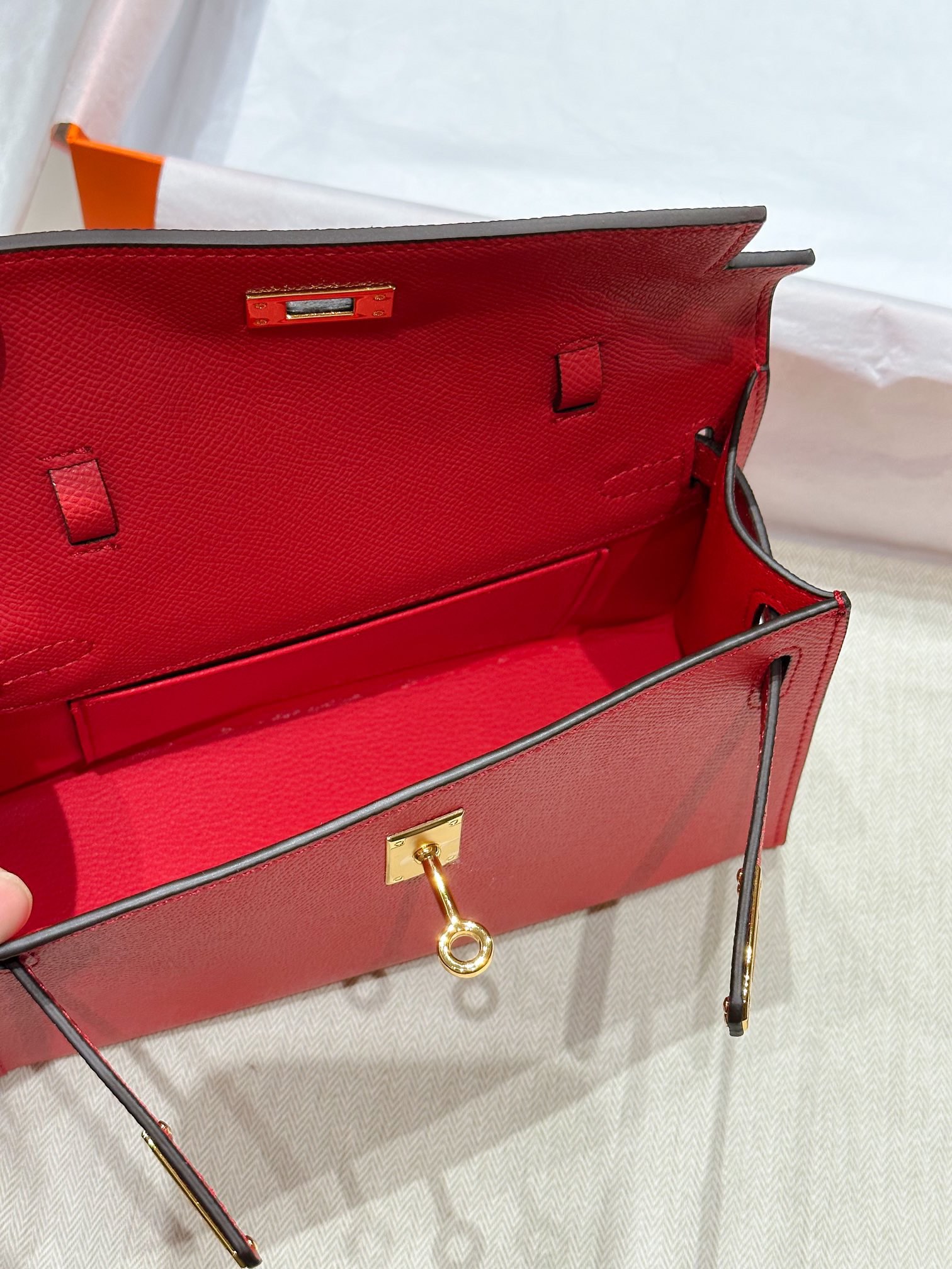 H-Inspired Kelly Mini 1st Kelly Pochette Generation Epsom Palm Leather-Red - Gorchic - $146.99