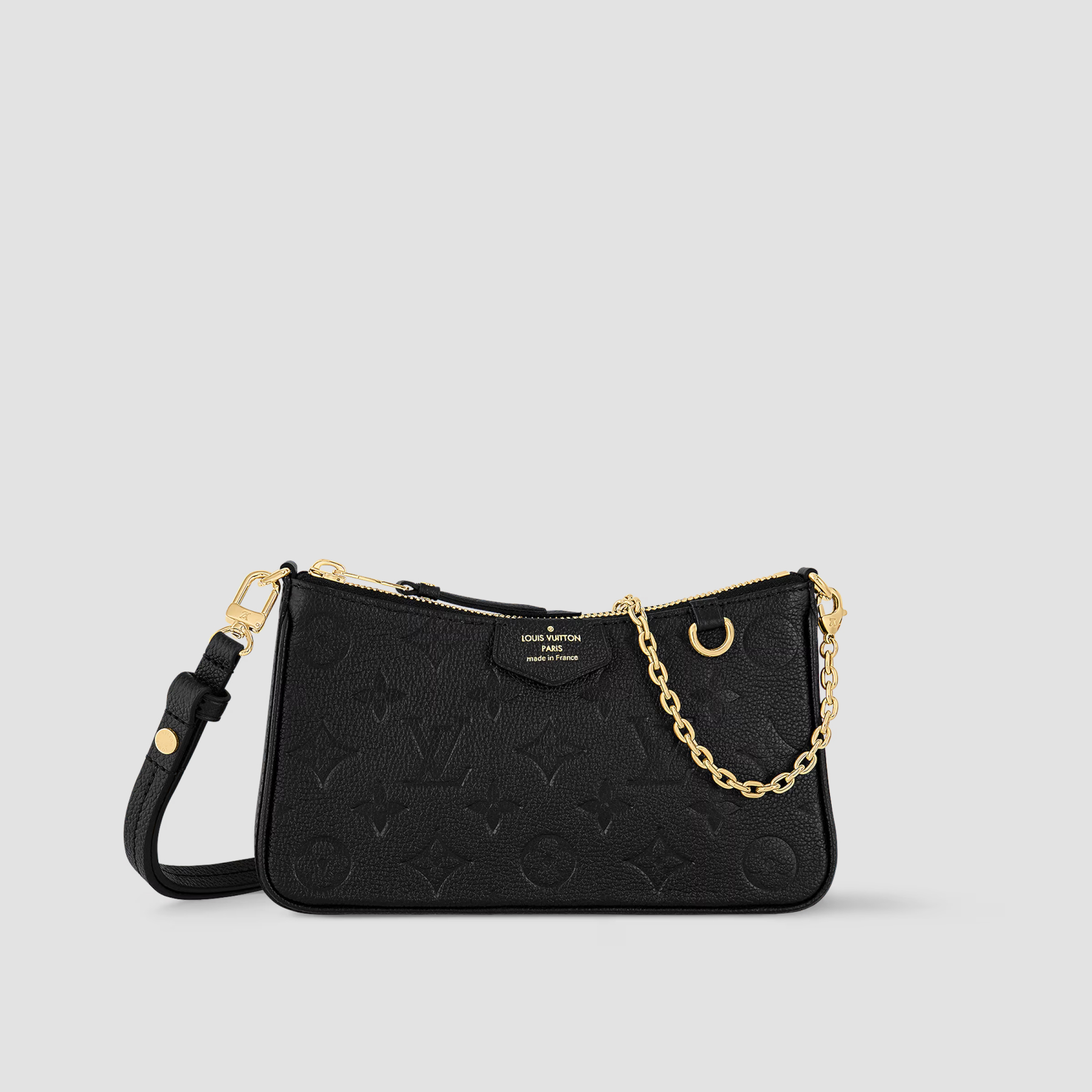 Designer Monogram Empreinte Monogram Leather Black Easy Pouch On Strap Shoulder Bag Black - Bag - Gorchic - $107.99