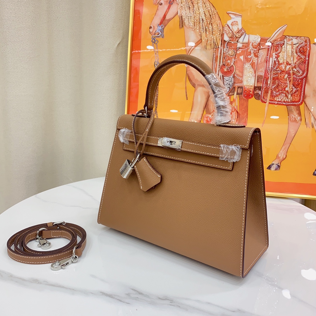 H-Inspired Kelly Haze Brown Silver Hardware - Bag - Gorchic - $156.99