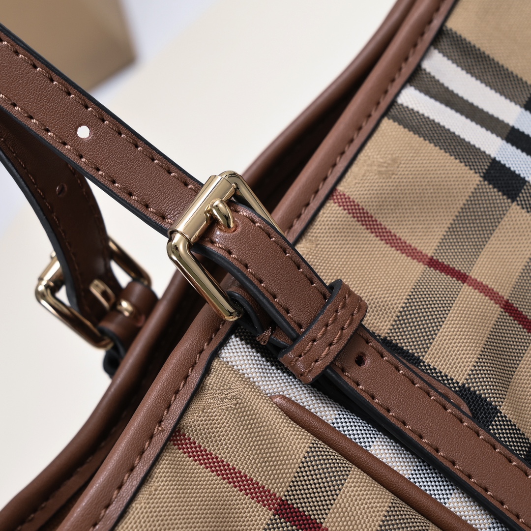 burbery Invisible War Horse Shopper - Checkered Brown Bag - Gorchic - $163.99