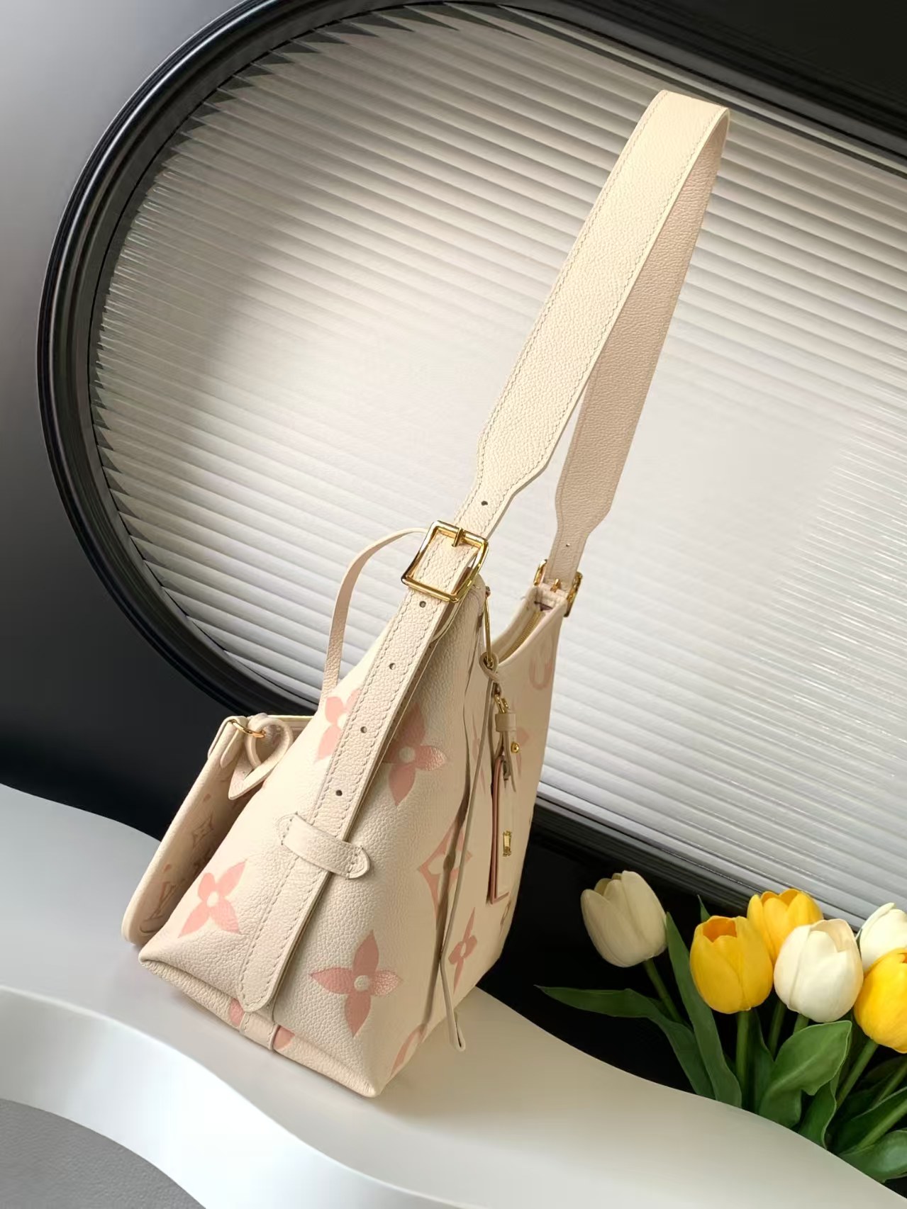 Designer Monogram Carryall PM - White and Pink Bag - Gorchic - $122.99