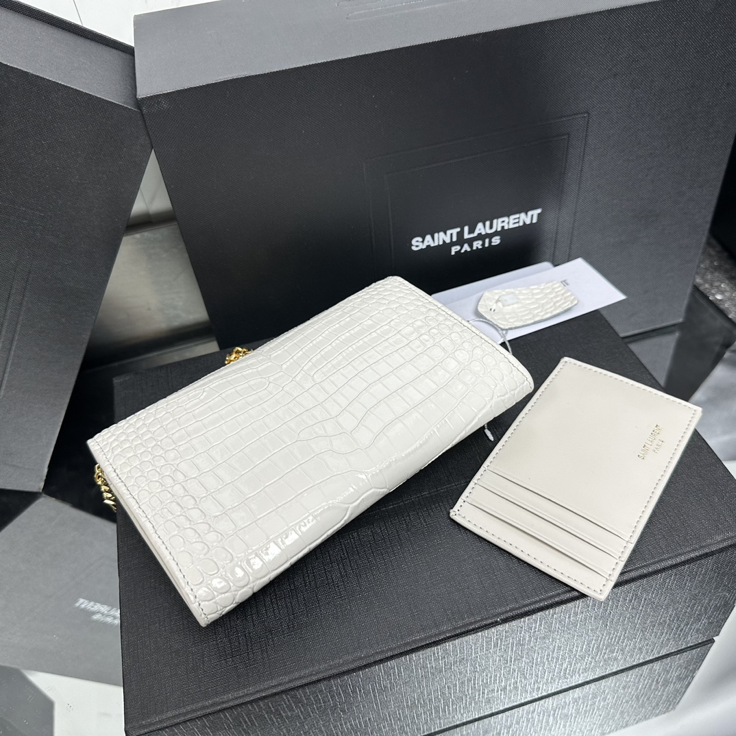 Lady Designer  Grain De Poudre Monogram Uptown Chain Wallet White-Gold hardware - Bag - Gorchic - $122.99