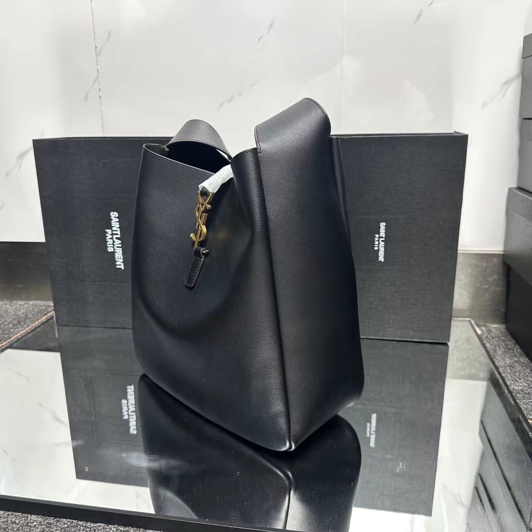 Lady Designer Supple Large leather shoulder bag-Black - Bag - Gorchic - $138.99