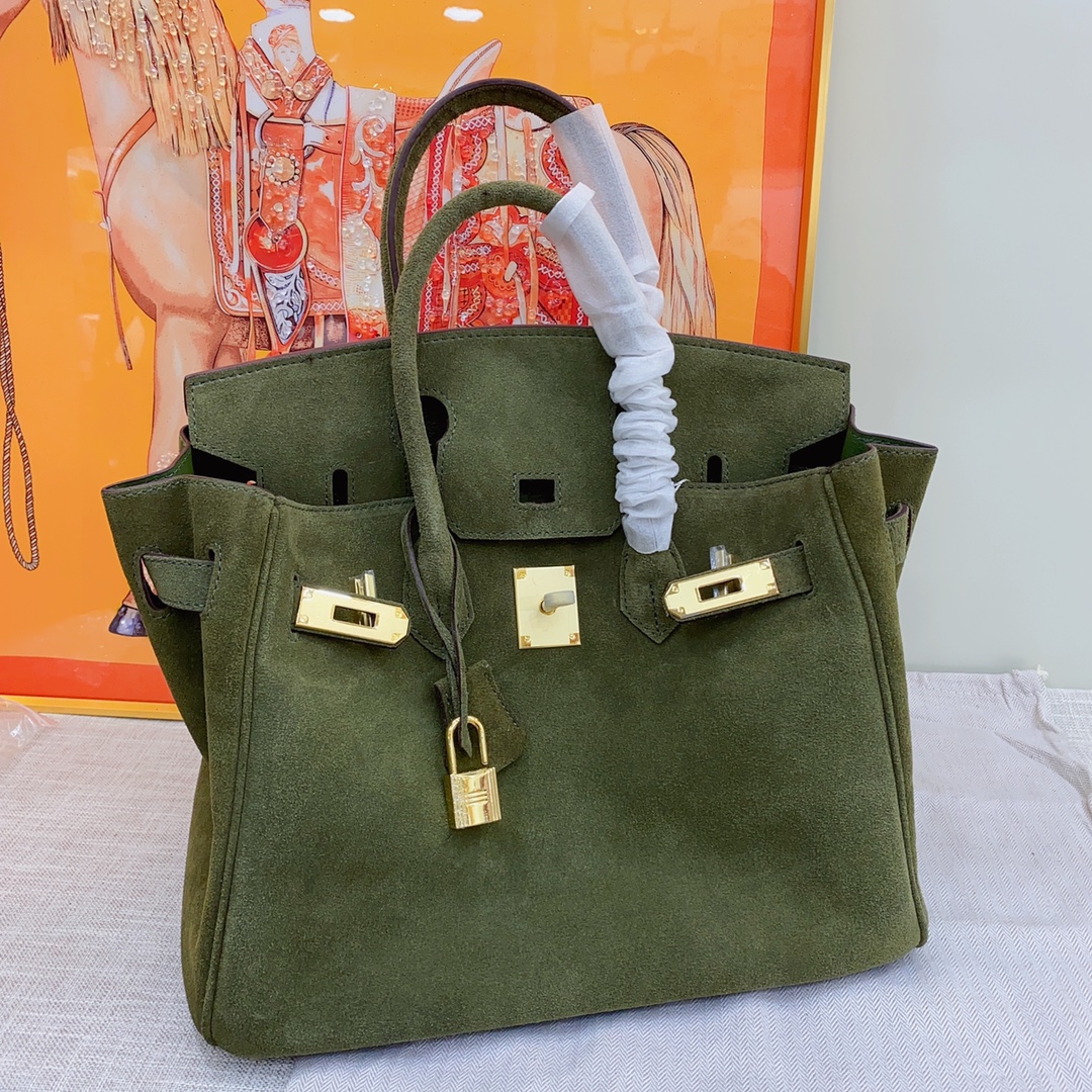 H-Inspired Birkin Bag Doblis Bag Golden Hardware-Dark Or Deep Green Bag - Gorchic - $205.99