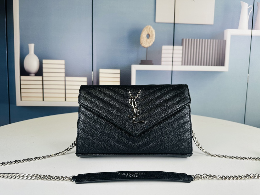 Lady Designer Fashion Cassandre Envelope - Black - Sier Metal - Gorchic - $119.99