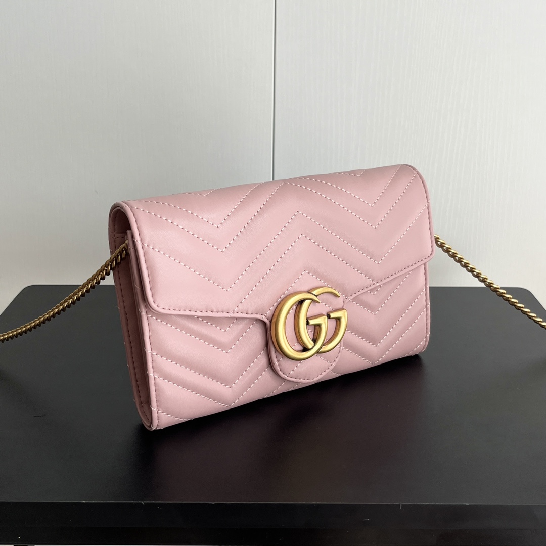 Double-G Marmont Chain Wallet - Pink Gold  Wallet - Gorchic - $123.99