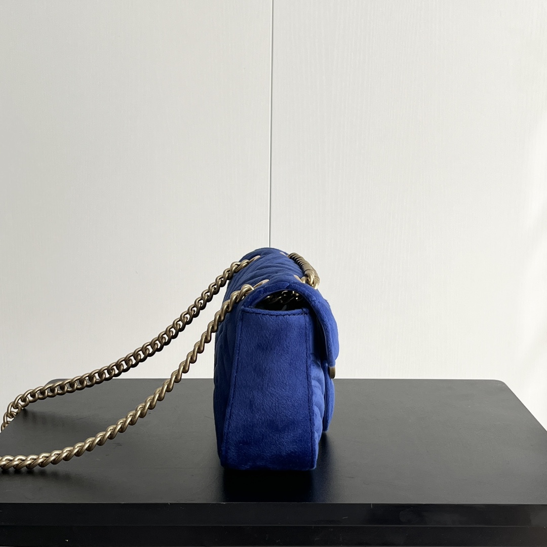 Double-G GG Marmont Veet Collection - Blue Bag - Gorchic - $131.99