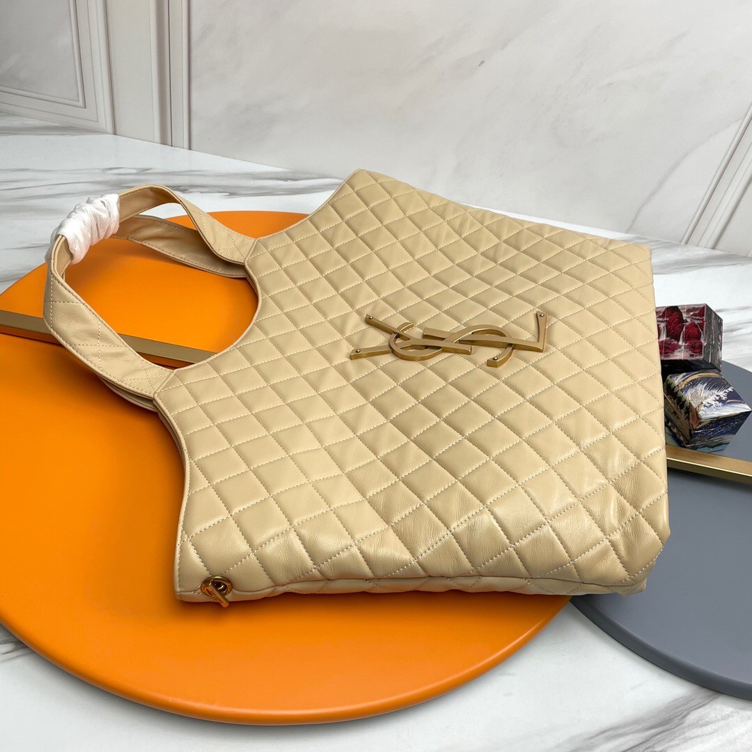 Lady Designer ICARE MAXI SHOPPING BAG IN QUILTED Calfskin APRICOT - Bag - Gorchic - $135.99
