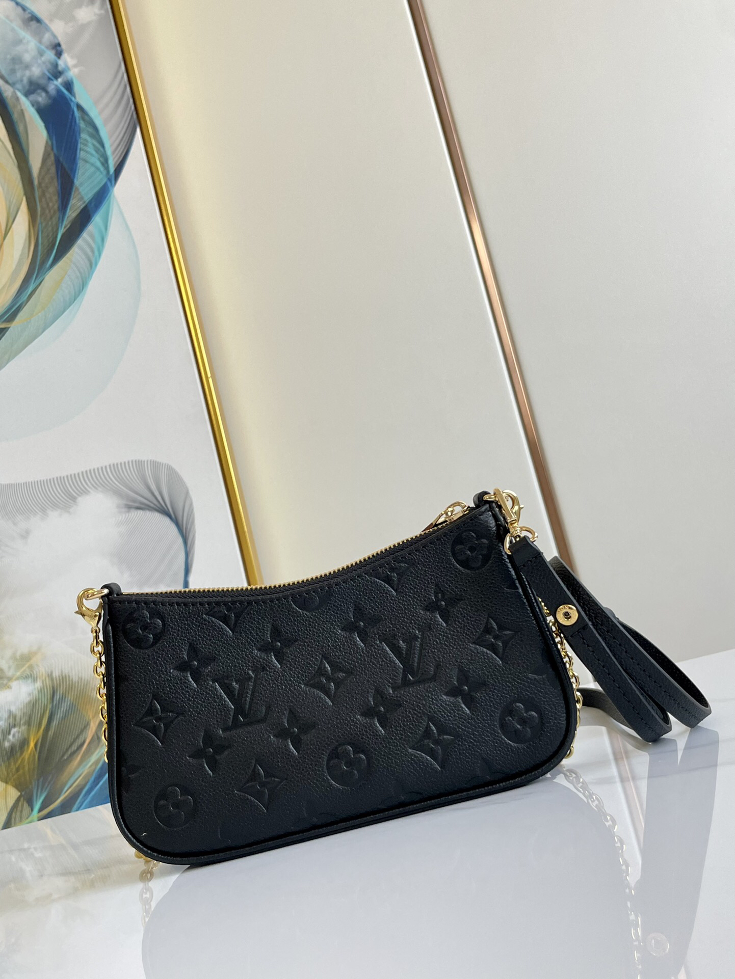 Designer Monogram Empreinte Monogram Leather Black Easy Pouch On Strap Shoulder Bag Black - Bag - Gorchic - $107.99