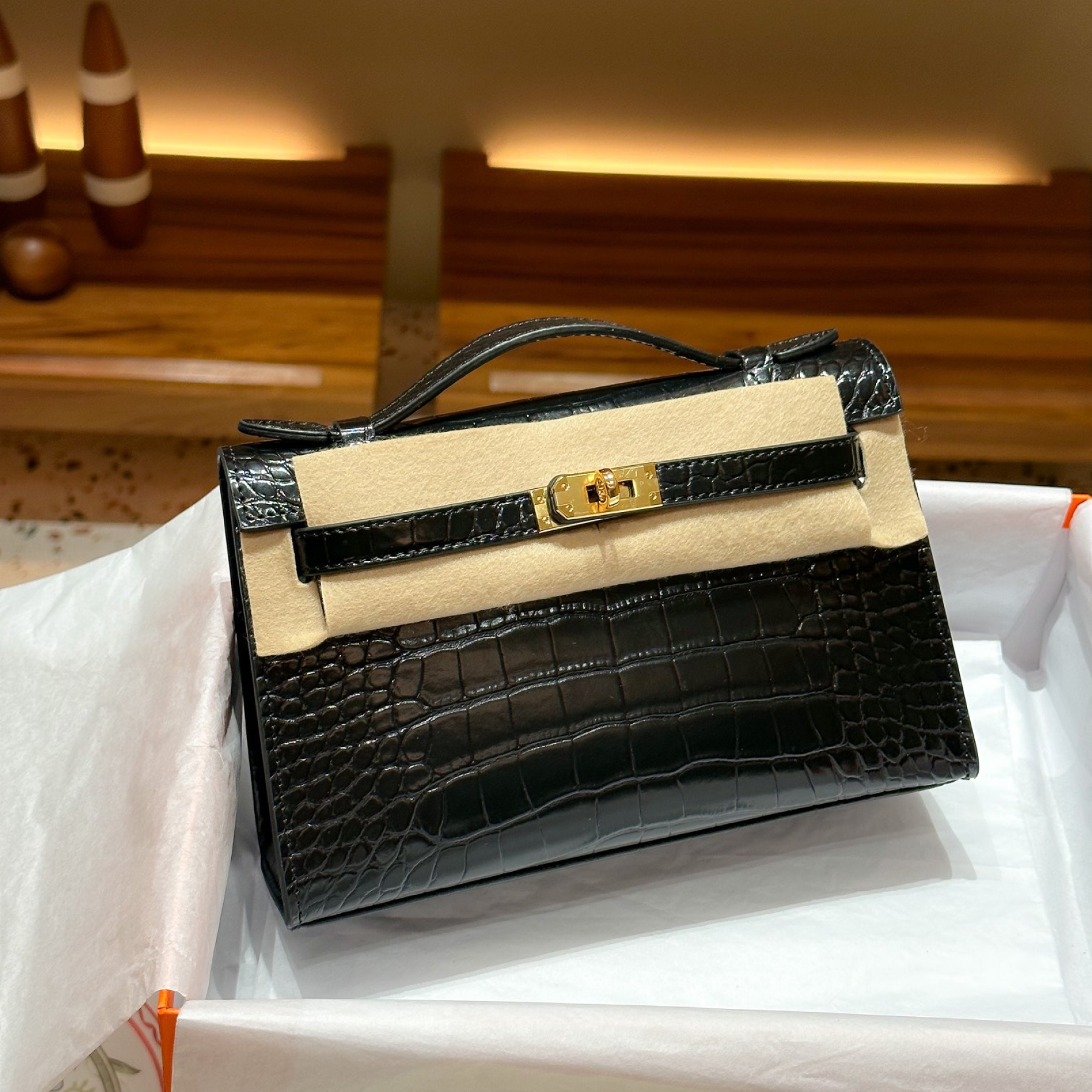 H-Inspired Kelly Mini 1st Kelly Pochette Generation Epsom Palm Leather-Black - Gorchic - $143.99