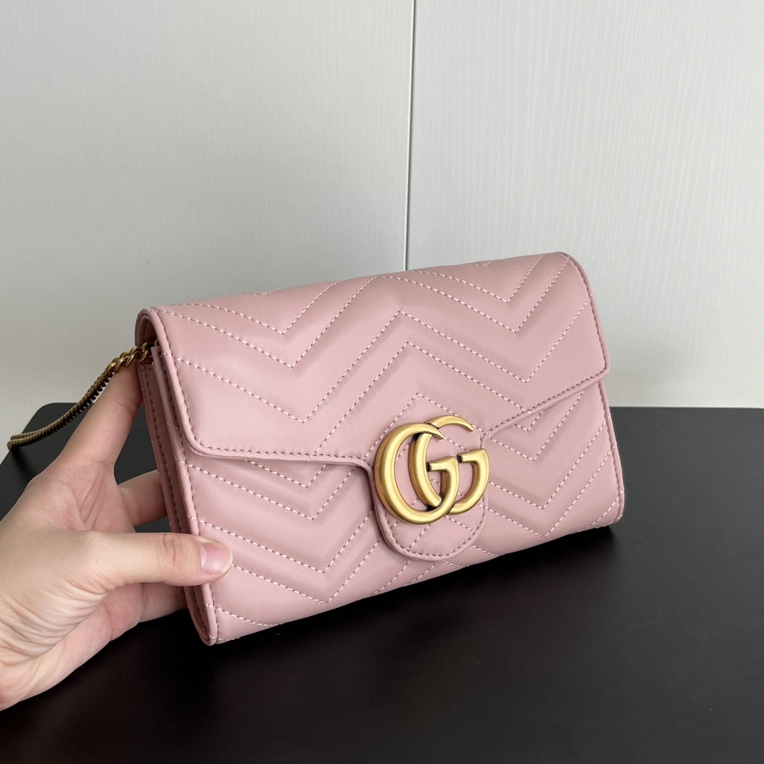 Double-G Marmont Chain Wallet - Pink Gold  Wallet - Gorchic - $123.99