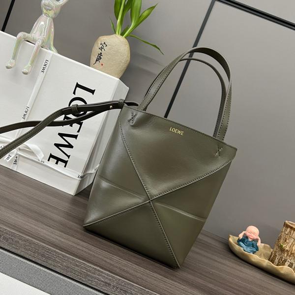 Puzzle iconic Mini Puzzle Fold Tote in shiny calfskin Green - Bag - Gorchic - $113.99