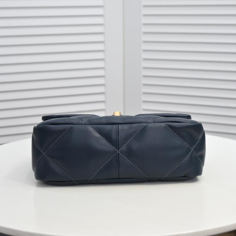 CC Inspired Calfskin Quilted CC Inspired 19 Flap Dark Blue -Golden - Bag - Gorchic - $132.99