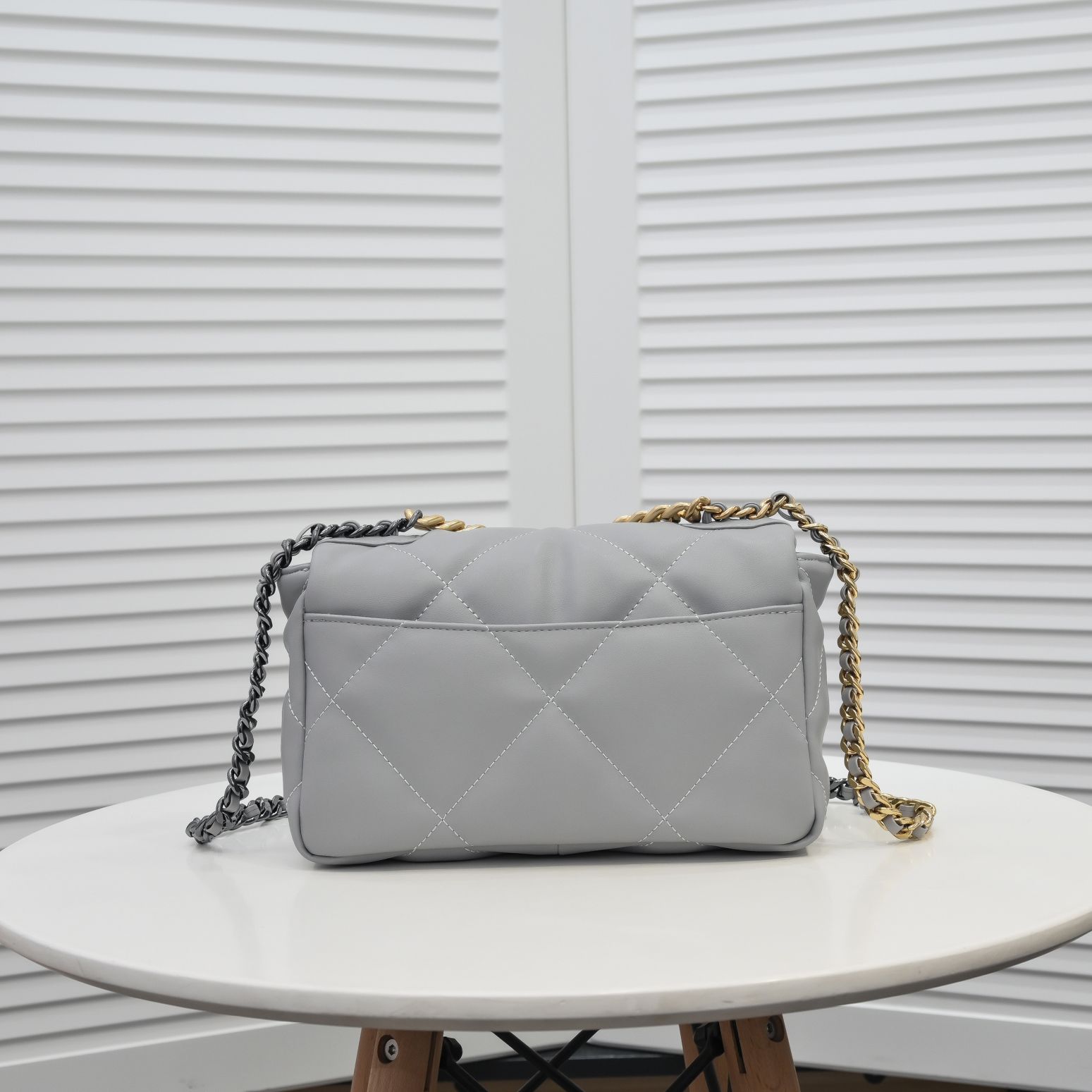CC Inspired Calfskin Quilted CC Inspired 19 Flap Grey -Golden - Bag - Gorchic - $132.99