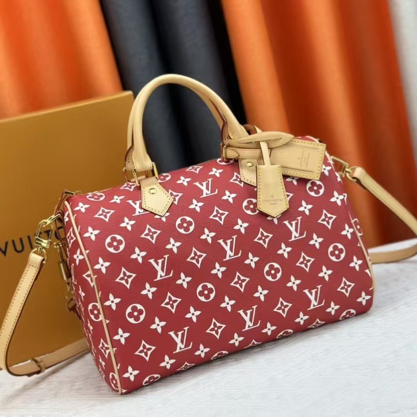 Designer Monogram Speedy P9 Bandoulière 30 - Red- Bag - Gorchic - $146.99
