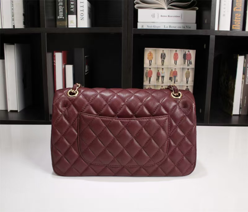 CC Inspired Classic Flag Handbag Lambskin & Gold-Tone Metal Burgundy Gold Hardware - Bag - Gorchic - $137.99