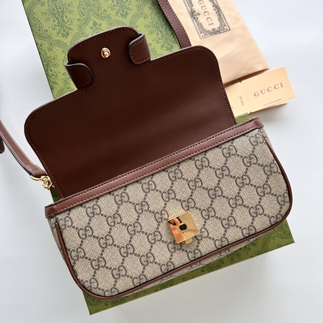 Double-G Horsebit 1955 Small Brown Shoulder Bag - Gorchic - $121.99