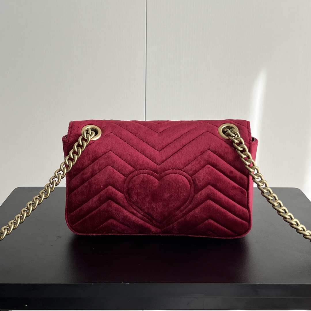 Double-G GG Marmont Veet Collection - Deep Red Bag - Gorchic - $131.99