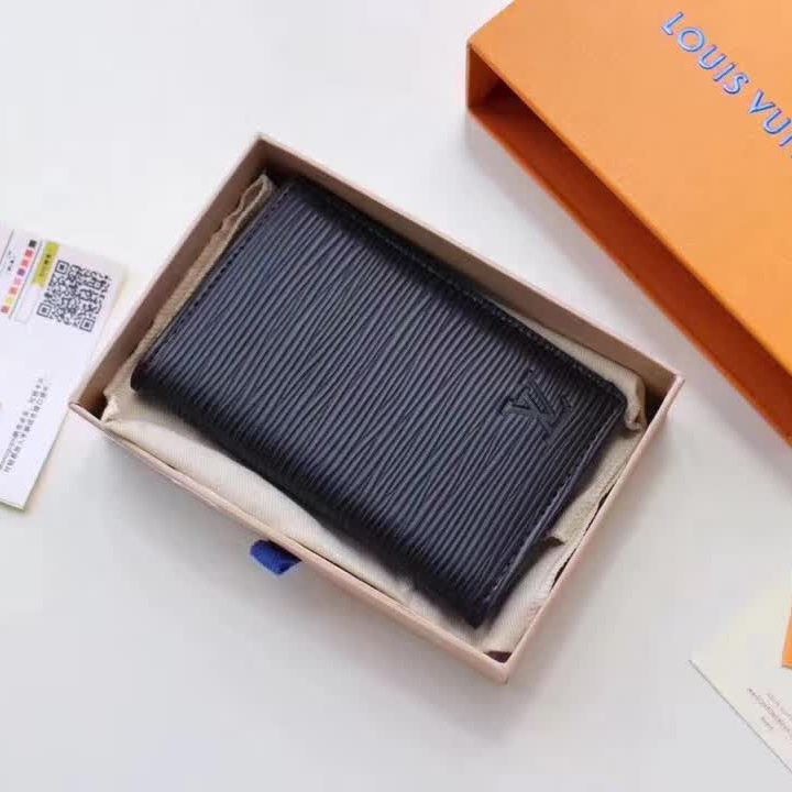 Designer Monogram Card Case Black Wallet - Gorchic - $110.99