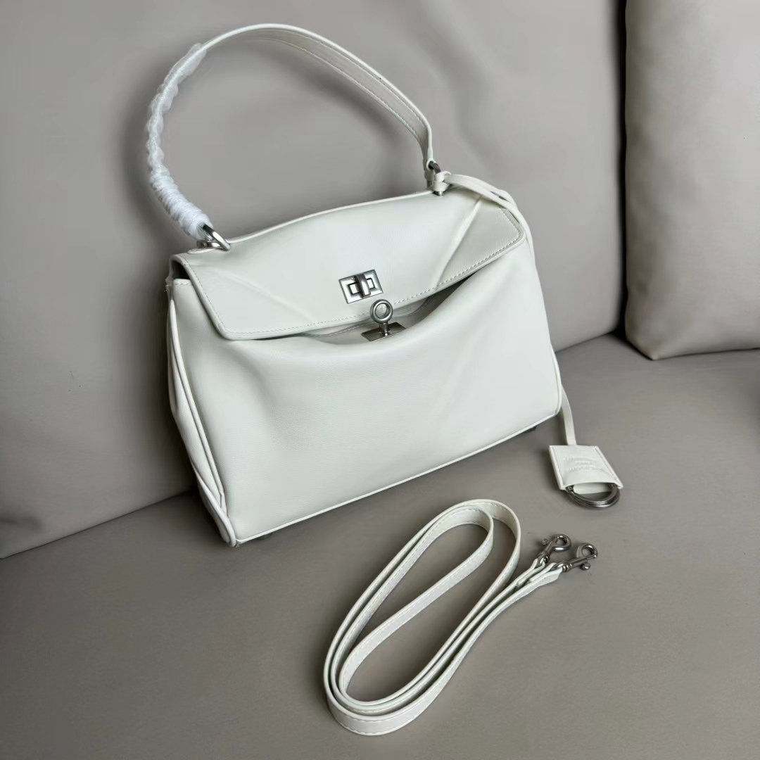 Hourglass iconic Rodeo leather shoulder bag in green and aged-sliver hardware Multiple Size - Bag - Gorchic - $169.99