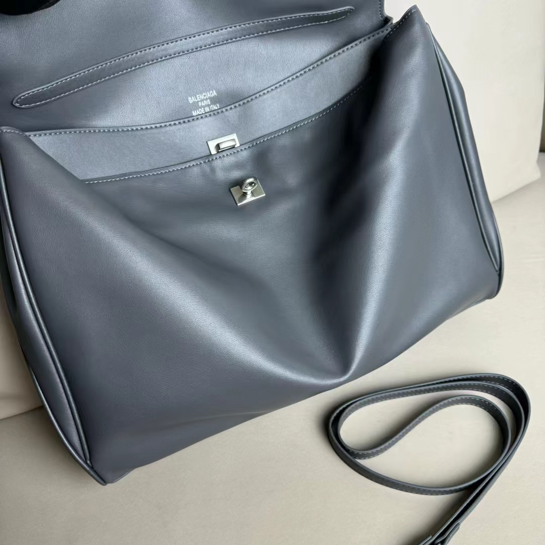 Hourglass iconic Rodeo leather shoulder bag in Grey and aged-sliver hardware Multiple Size - Bag - Gorchic - $169.99