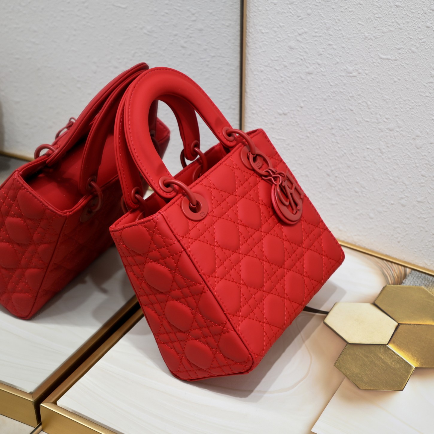 D Inspired Small Lady D Inspired Bag Red Ultramatte Calfskin - Bag - Gorchic - $144.99