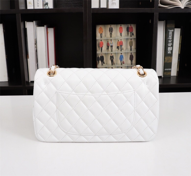 CC Inspired Classic Double Flap Bag White Golden Hardware - Bag - Gorchic - $122.99