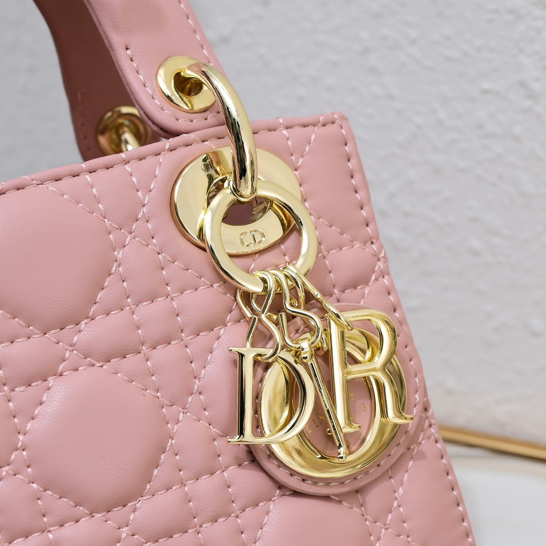 D Inspired Mini Lady D Inspired Bag Pink Cannage Calfskin Golden Hardware - Bag - Gorchic - $138.99