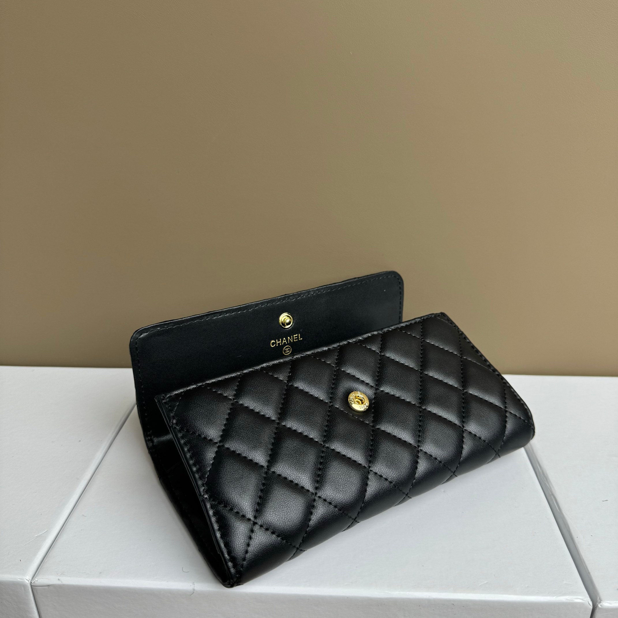 CC Inspired Counterfeit Caviar Leather Wallet-Black Gold Wallet - Gorchic - $59.99