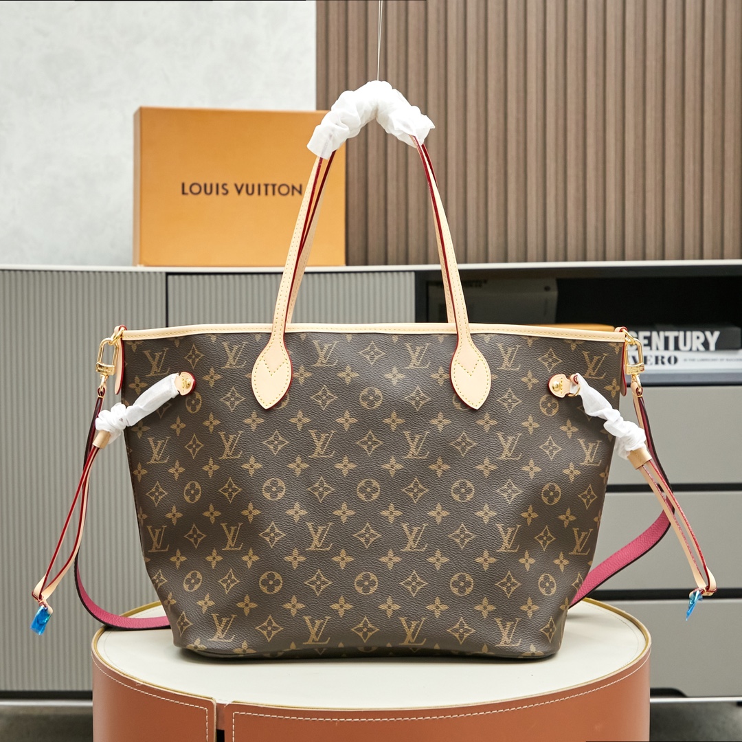 Designer Monogram Neverfull Bandoulière Inside Out MM Size Pink Pondichery Bag - Gorchic - $136.99