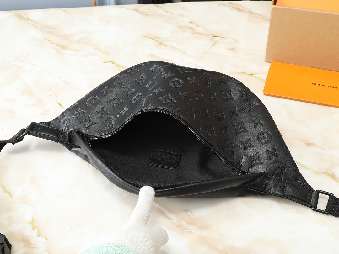Designer Monogram Discovery Bum Bag - Black Embossed Bag - Gorchic - $123.99