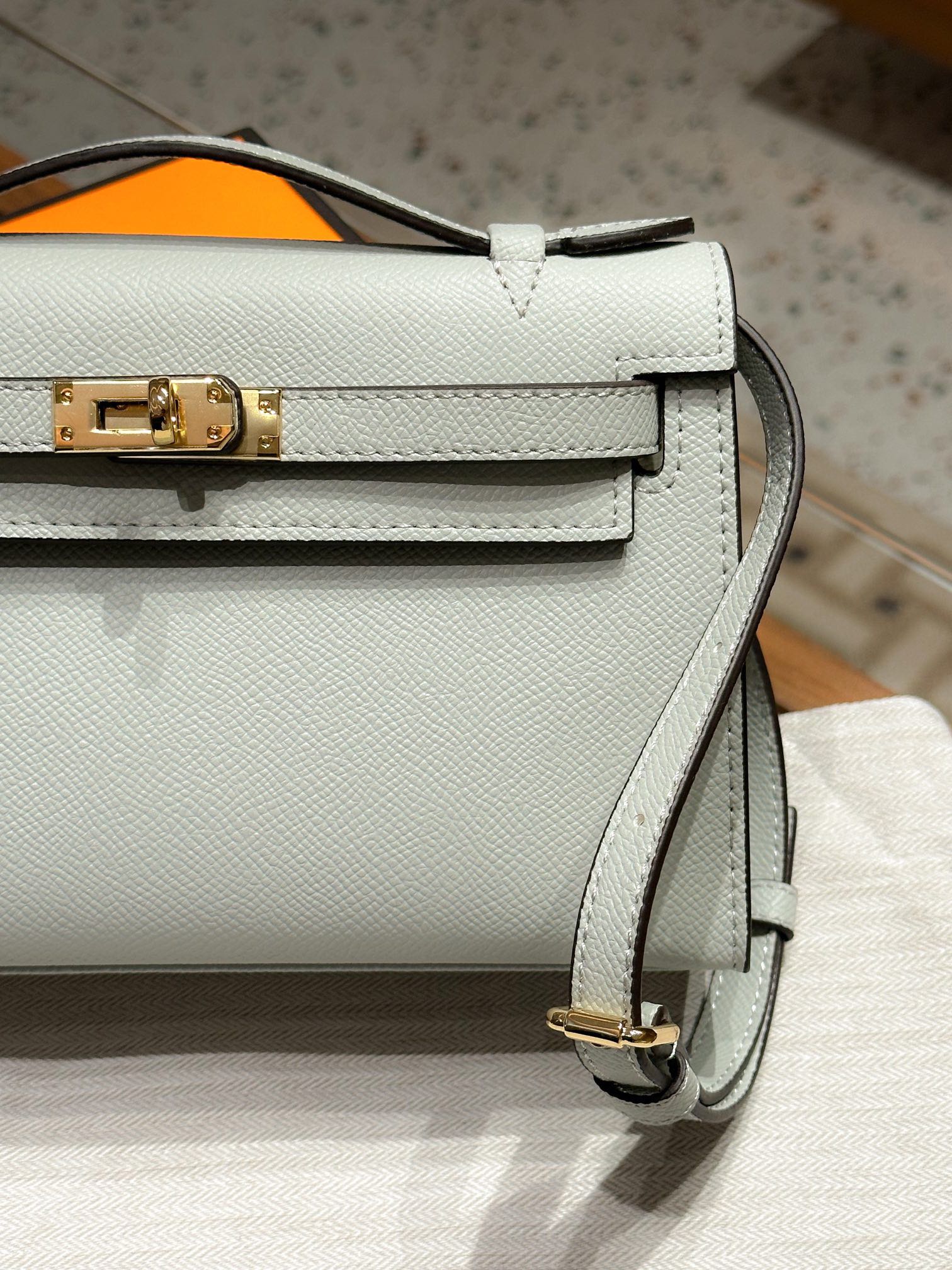 H-Inspired Kelly Mini 1st Kelly Pochette Generation Epsom Palm Leather-Light Blue - Gorchic - $146.99
