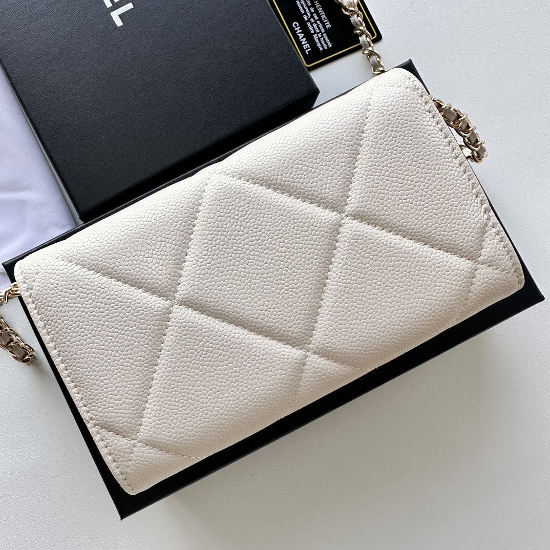 CC Inspired Chain Shoulder Crossbody Small Bag - White Fish Seed Print Bag - Gorchic - $109.99
