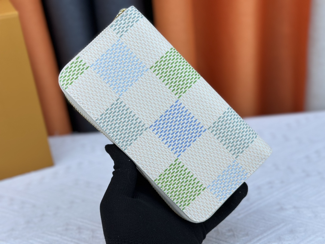 Designer Monogram  Damiericious Zippie Wallet Damier Canvas Wallet-Blue Plaid Wallet - Gorchic - $55.99