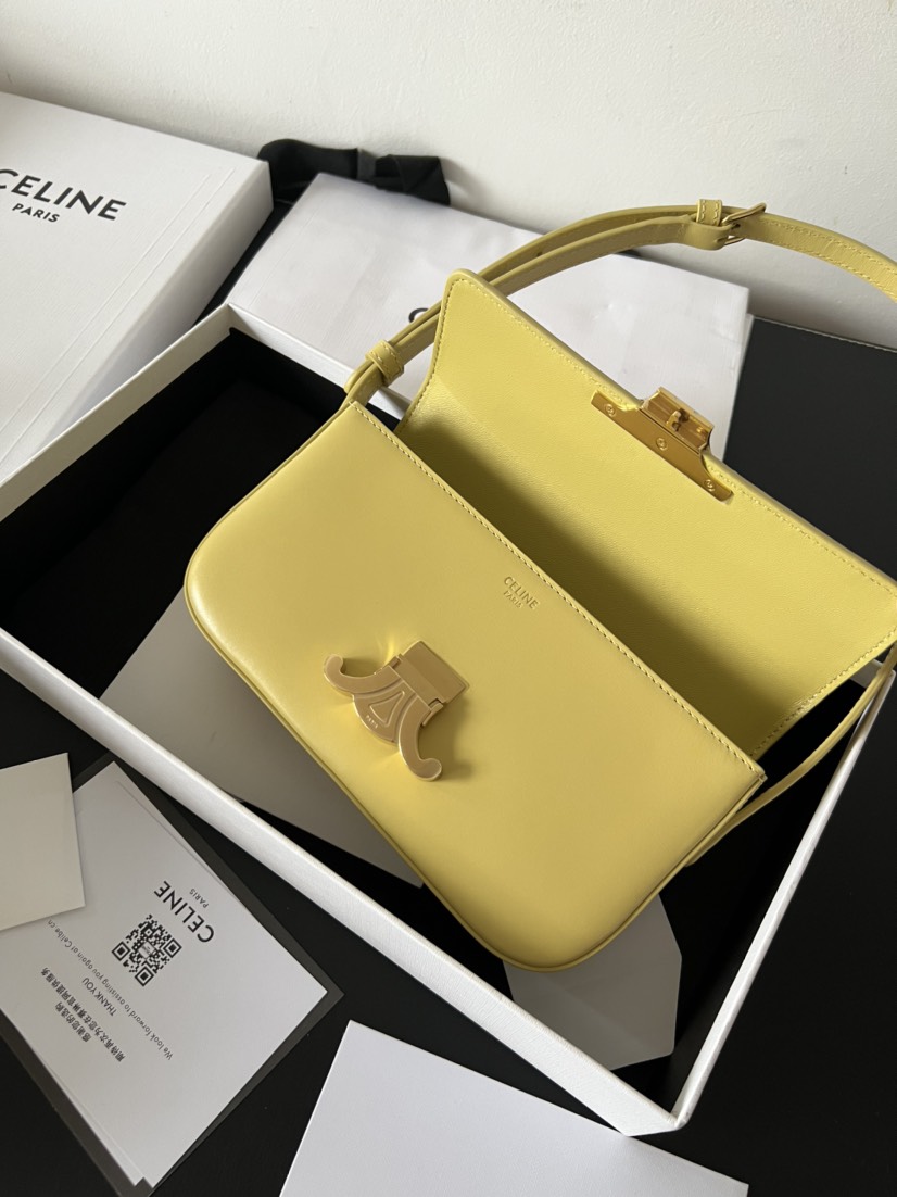 CL shoulder bag claude in shiny calfskin yellow - Bag - Gorchic - $129.99