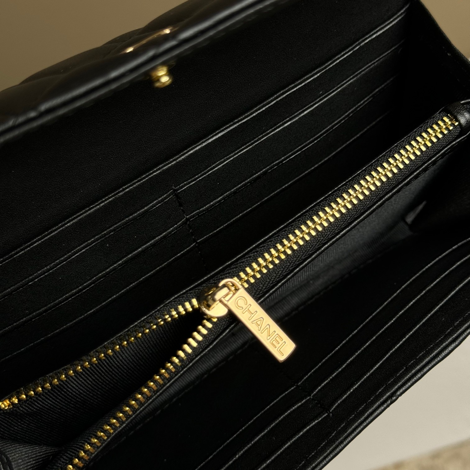 CC Inspired Counterfeit Caviar Leather Wallet-Black Gold Wallet - Gorchic - $59.99